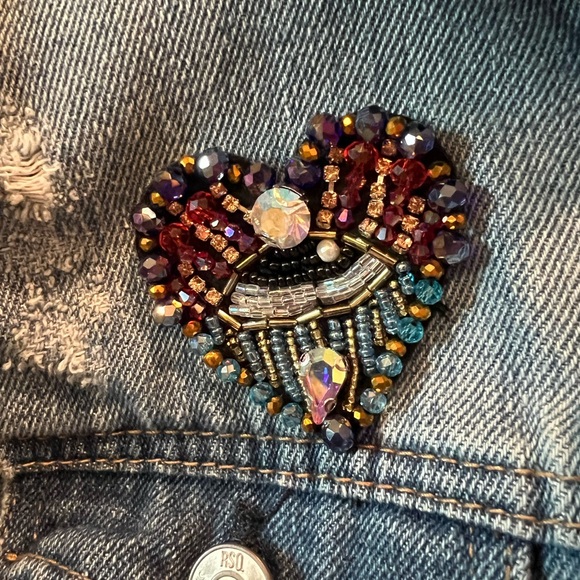 Denim Jacket with Crocheted Granny Square Sleeves- Free People Inspired - Picture 7 of 11